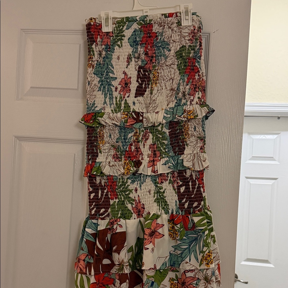 Floral Smocked Maxi Dress with crop top
